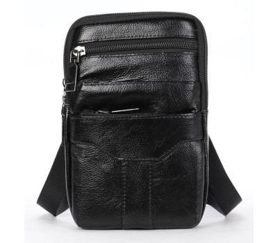 Невелика шкіряна поясна сумка Vintage 20359 Чорний