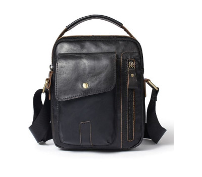 Сумка чоловіча гладка Vintage 14765 Чорна