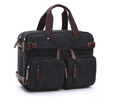 Сумка-трансофрмер текстильна велика Vintage 20078 Чорна