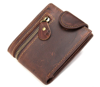 Тонкое мужское портмоне матовое 20239 Vintage Коричневое