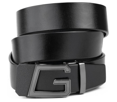 Ремень мужской с пряжкой автомат Vintage 20322 Черный