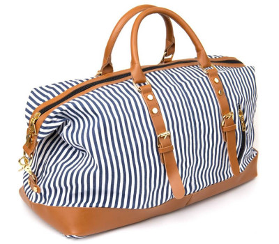 Дорожня сумка текстильна жіноча в смужку Vintage 20667 Біла