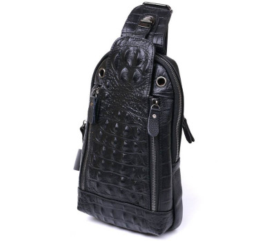 Молодіжна шкіряна чоловіча сумка через плече Vintage 20671 Чорний