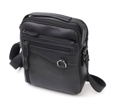 Практична чоловіча сумка Vintage 20823 шкіряна Чорний