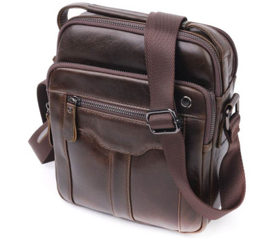 Вертикальна чоловіча сумка Vintage 20825 шкіряна Коричневий