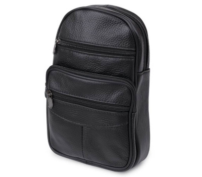Компактна шкіряна чоловіча сумка через плече Vintage 20000 Чорний