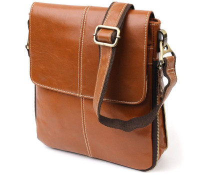 Вертикальная мужская сумка Vintage 20830 кожаная Коричневый