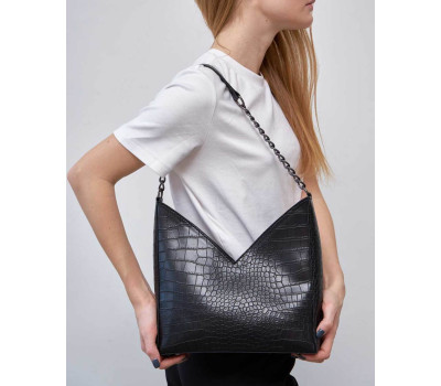 Сумка жіноча "Карлі" чорний крокодил WeLassie