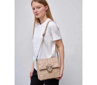 Женская сумка «Анет» с птичками бежевая WeLassie