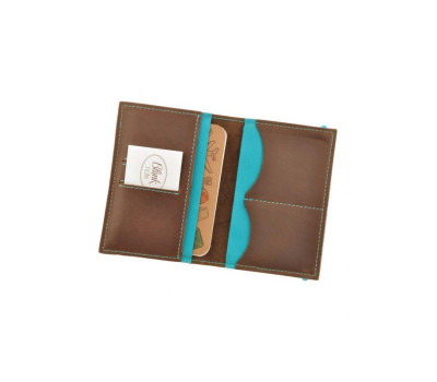 Обкладинка для паспорта 2.0 Горіх-тіффані (шкіра) + блокнотик BlankNote