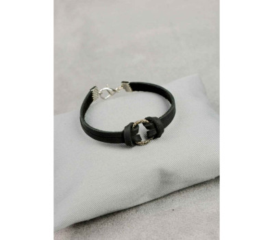 Браслет шкіряний з кільцем графіт BlankNote