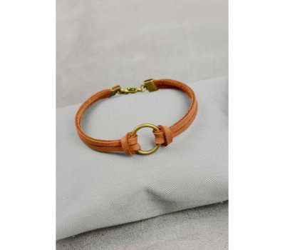 Браслет шкіряний з кільцем коньяк BlankNote