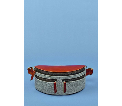 Сумка поясная Spirit фетр+кожа коньяк BlankNote