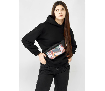 Женская Поясная сумка бананка Sambag Tirso MSH черная принт