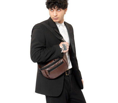 Чоловіча сумка на пояс бананка Sambag Tirso Max шоколадна