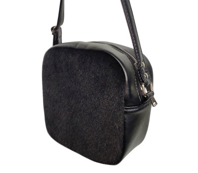 Женская сумка кроссбоди Sambag  Bale SQS металик с мехом