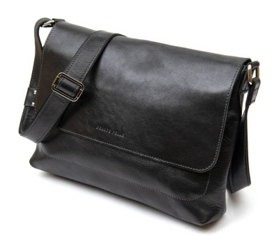 Шкіряна чоловіча прямокутна сумка GRANDE PELLE 11429 Чорний