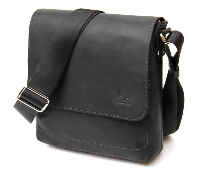 Практична шкіряна чоловіча сумка GRANDE PELLE 11431 Чорний