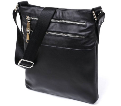 Шкіряна сумка через плече для чоловіків SHVIGEL 11602 Чорний