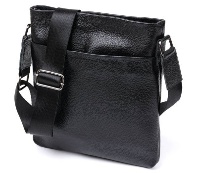 Шкіряна добротна чоловіча сумка через плече SHVIGEL 11603 Чорний