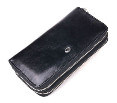 Місткий чоловічий клатч із натуральної гладкої шкіри ST Leather 19411 Чорний