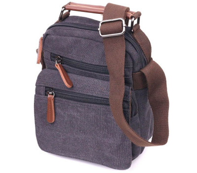 Стильна чоловіча сумка із щільного текстилю 21225 Vintage Чорна