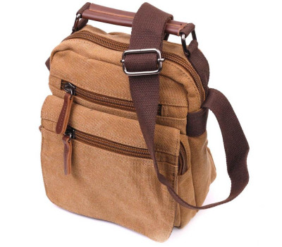 Невелика чоловіча сумка із щільного текстилю 21226 Vintage Коричнева