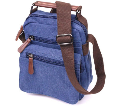 Відмінна чоловіча сумка із щільного текстилю 21228 Vintage Синя