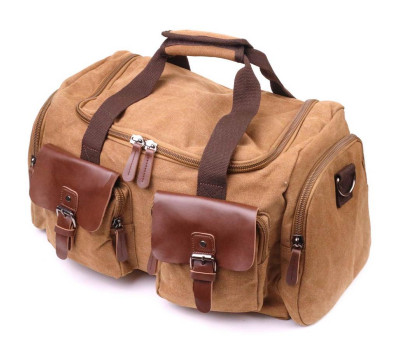 Зручна дорожня сумка із щільного текстилю 21239 Vintage Коричнева
