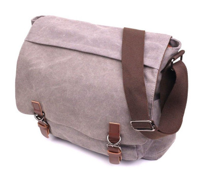 Містка горизонтальна чоловіча сумка для ноутбука з текстилю 21241 Vintage Сіра