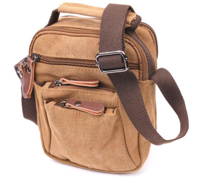 Стильна чоловіча сумка із щільного текстилю 21245 Vintage Коричнева