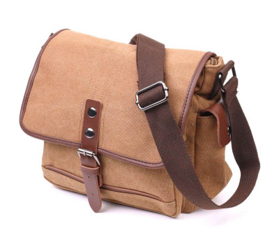 Функціональна чоловіча сумка з клапаном із текстилю 21249 Vintage Коричнева