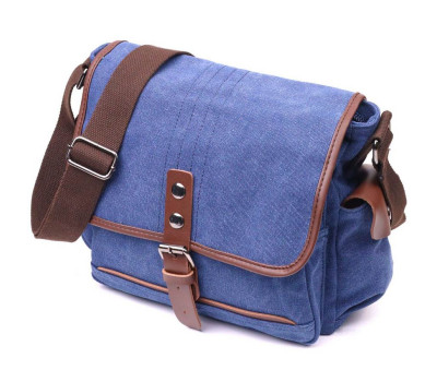 Цікава горизонтальна чоловіча сумка з текстилю 21250 Vintage Синя