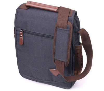 Вертикальна чоловіча сумка через плече текстильна 21261 Vintage Чорна