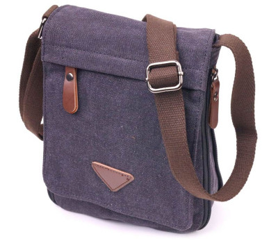 Вертикальна чоловіча сумка текстильна 21265 Vintage Чорна