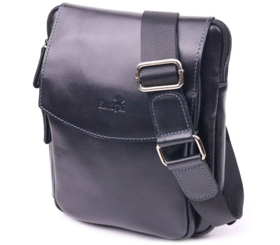 Сумка чоловіча з гладкої натуральної шкіри SHVIGEL 18721 Чорна