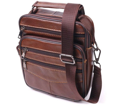 Стильна чоловіча сумка з натуральної шкіри 21275 Vintage Коричнева