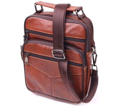 Відмінна чоловіча сумка з ручкою шкіряна 21277 Vintage Руда