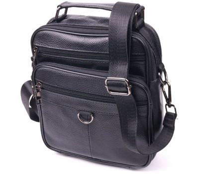 Якісна чоловіча сумка з натуральної шкіри 21278 Vintage Чорна