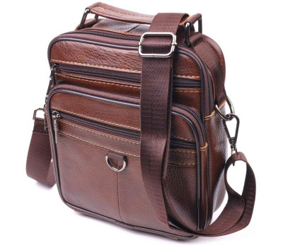 Чудова чоловіча сумка з натуральної шкіри 21279 Vintage Коричнева