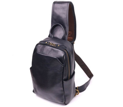 Надзвичайна сумка чоловіча через плече із натуральної гладкої шкіри 21286 Vintage Чорна