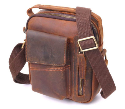 Вінтажна чоловіча сумка з натуральної шкіри 21293 Vintage Коричнева