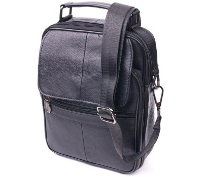 Практична чоловіча шкіряна сумка 21396 Vintage Чорна