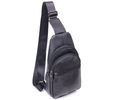 Сучасна чоловіча сумка через плече з натуральної шкіри 21307 Vintage Чорна