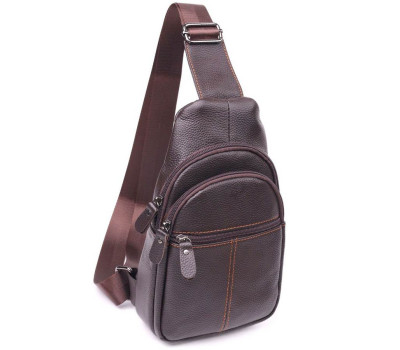 Зручна чоловіча сумка через плече з натуральної шкіри 21308 Vintage Коричнева