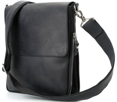 Сумка SHVIGEL 11017 з вінтажній шкіри Чорна