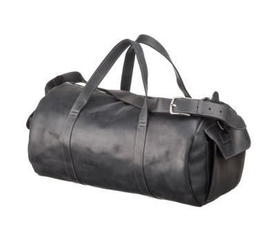 Сумка дорожня Grande Pelle 11046 з вінтажній шкіри Чорна