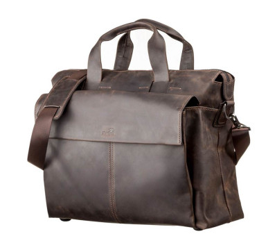 Велика чоловіча сумка SHVIGEL 11119 шкіряна Коричнева