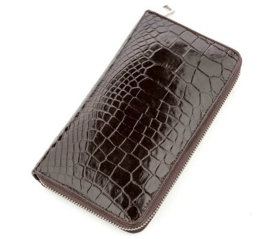Чоловічий клатч CROCODILE LEATHER 18527 з натуральної шкіри крокодила Коричневий