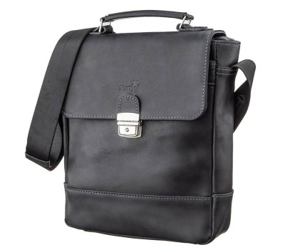 Сумка чоловіча SHVIGEL 11137 з вінтажної шкіри Чорна